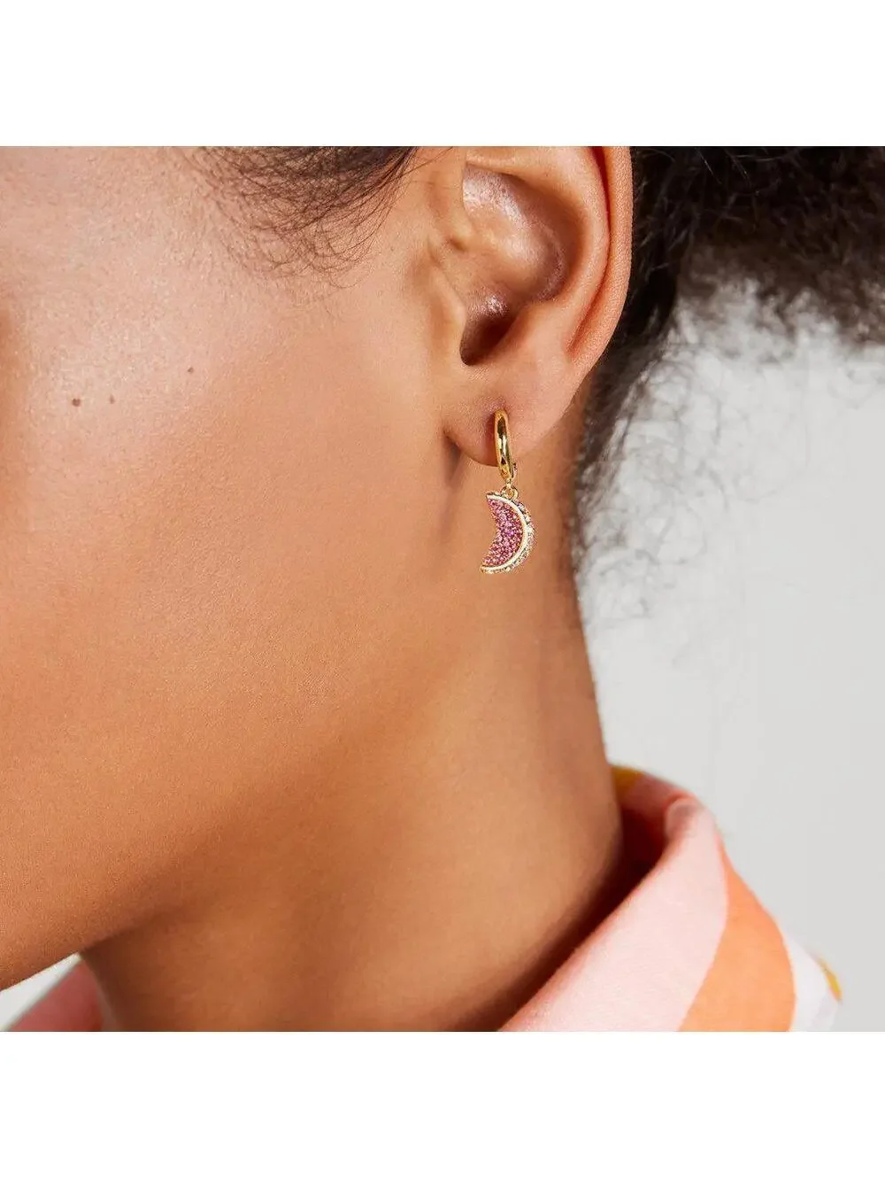 Kate Spade Fruit Salad Pave Grapefruit Huggies Earrings